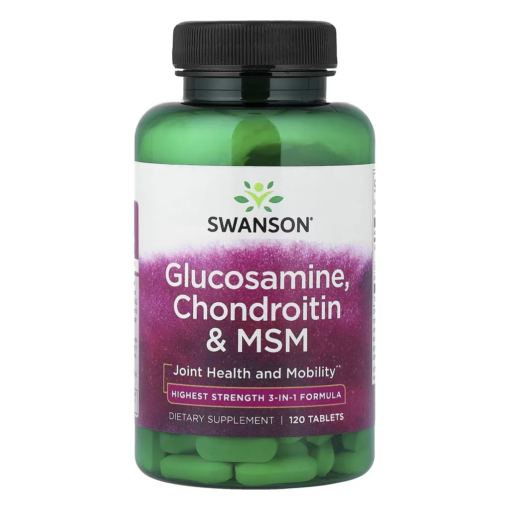 Swanson Glucosamine Chondroitin MSM 120 таблеток — банка спереду