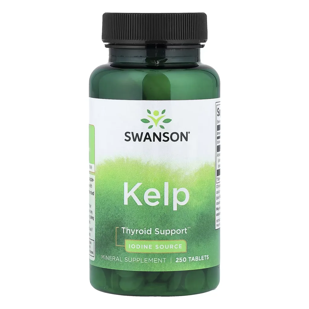 Келп, бурі водорості, йод, Swanson Kelp Iodine Source 225 mcg - 250 таблеток