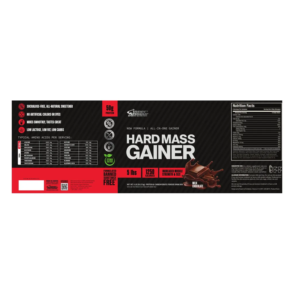 Гейнер, Inner Armour Hard Mass Gainer - 5,44 кг 2 Inner Armour Hard Mass Gainer склад — мальтодекстрин, сироватковий білок