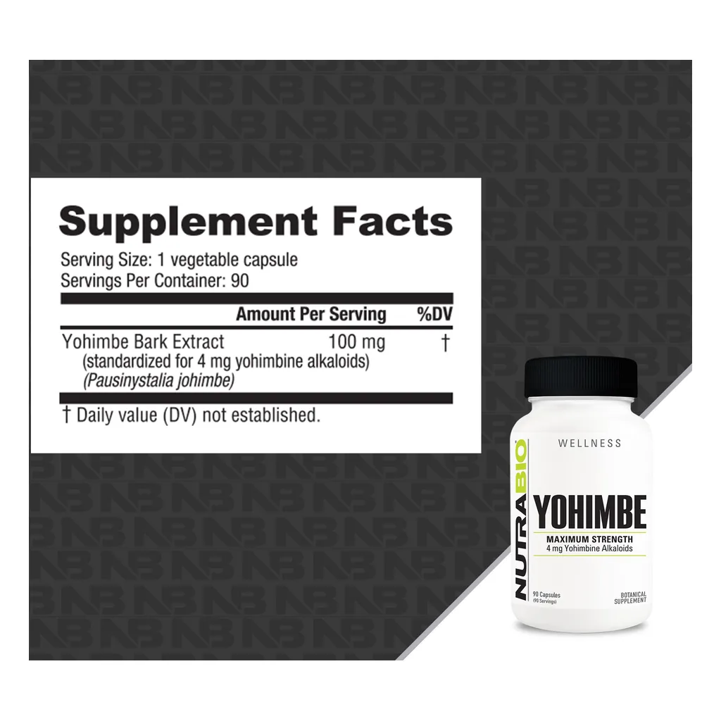 Йохімбе, NutraBio Yohimbe 4 mg - 90 капсул 2 NutraBio Yohimbe склад — екстракт кори йохімбе, йохімбін
