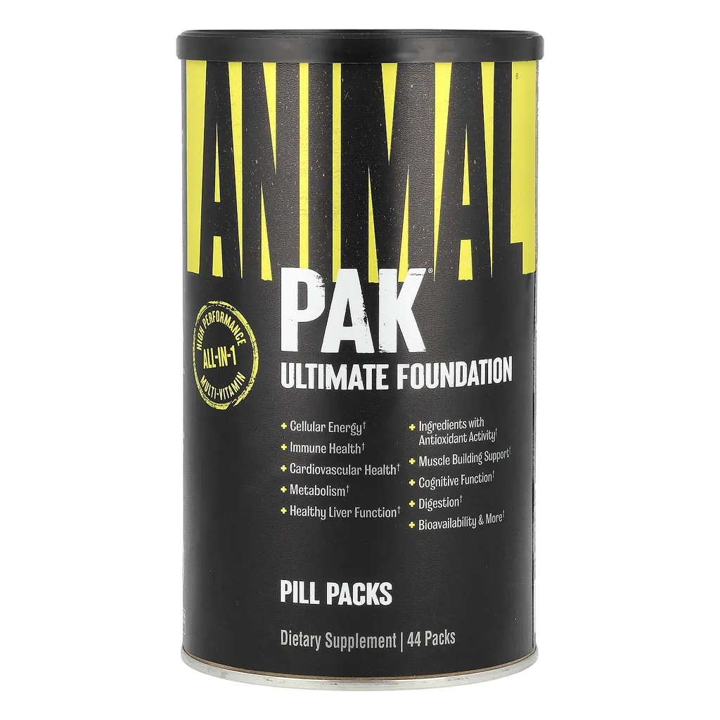 Universal Animal Pak 44 пакетики мультивітаміни для спортсменів — банка спереду